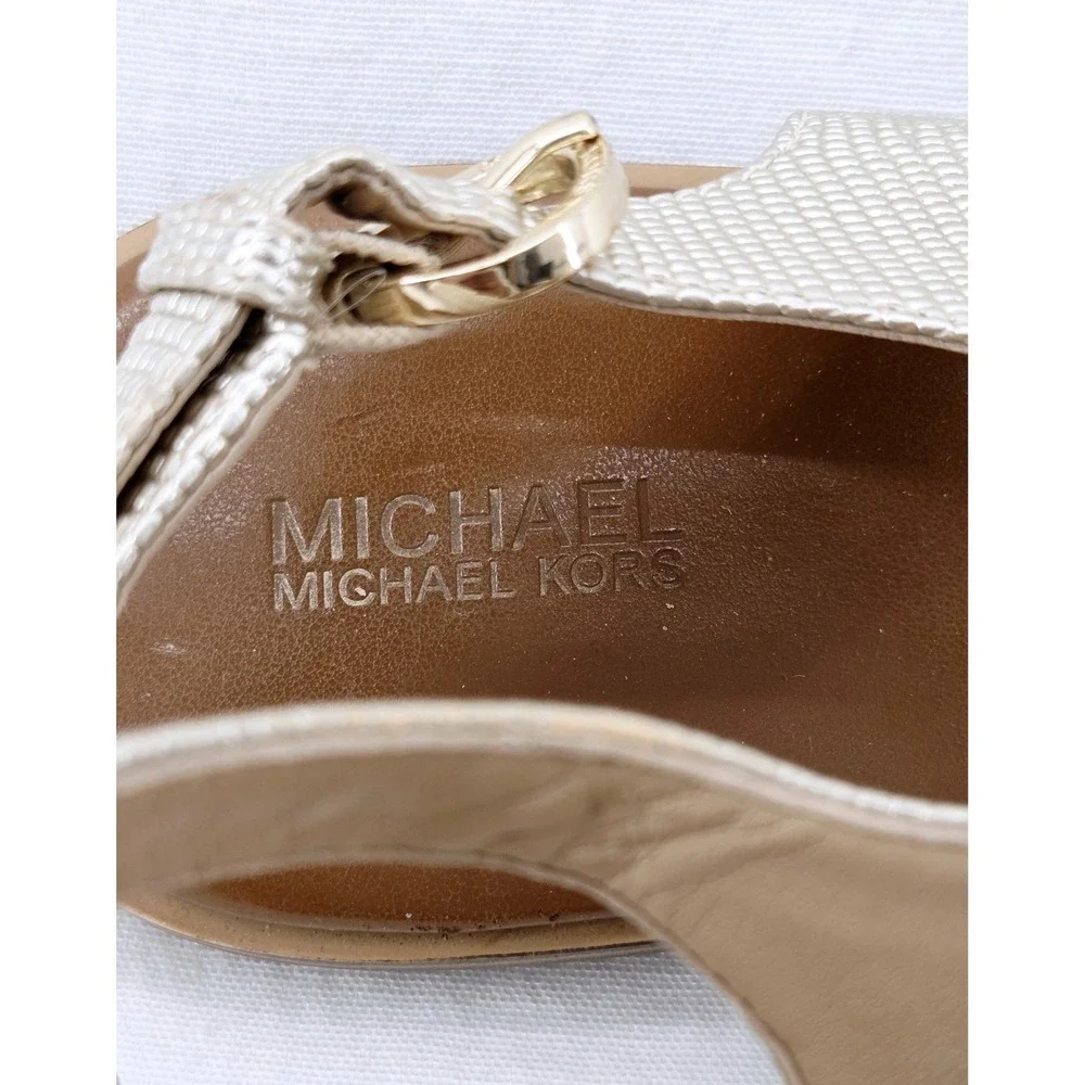 MICHAEL KORS Gold Women's T-Strap Sandals -‎ Size 9.5